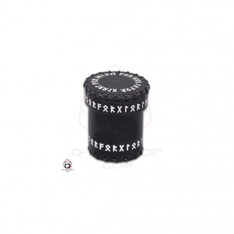 QW - dice cup runic black leather