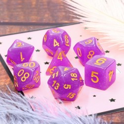 Kit de 7 des - JD - purple translucent glitter