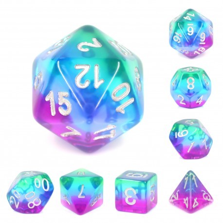 Kit de 7 des - JD - blue aurora
