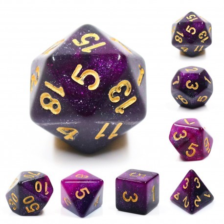 Kit de 7 des - JD - purple galaxy