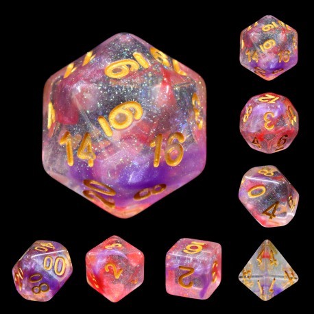 Kit de 7 des - JD - luminous ruby
