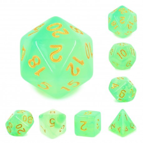 Kit de 7 des - JD - green milky