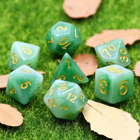 Kit de 7 des - JD - green jade