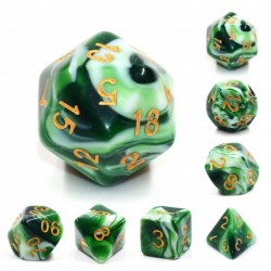 Kit de 7 des - JD - emerald white jade