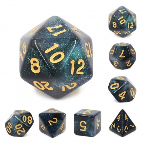 Kit de 7 des - JD - emerald aurora