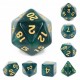 Kit de 7 des - JD - paillete - vert noir / or