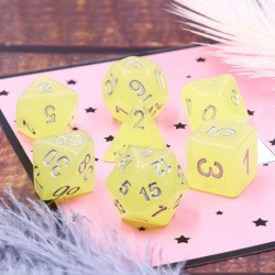 Kit de 7 des - JD - yellow translucent glitter