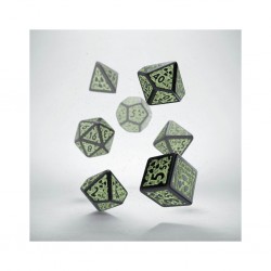 STEAMPUNK DICE SET NOIR/PHOSPHORESCENT