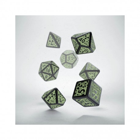 STEAMPUNK DICE SET NOIR/PHOSPHORESCENT
