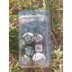 Kit de 7 des - JD - metal - retro - thermo-sensible -  blanc / noir