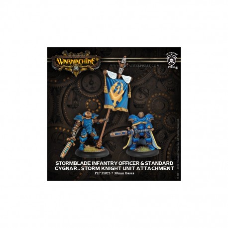 WARMACHINE CYGNAR STORM BLADE LIEUTENANT & STANDARD CYGNAR UNIT ATTACHMENT